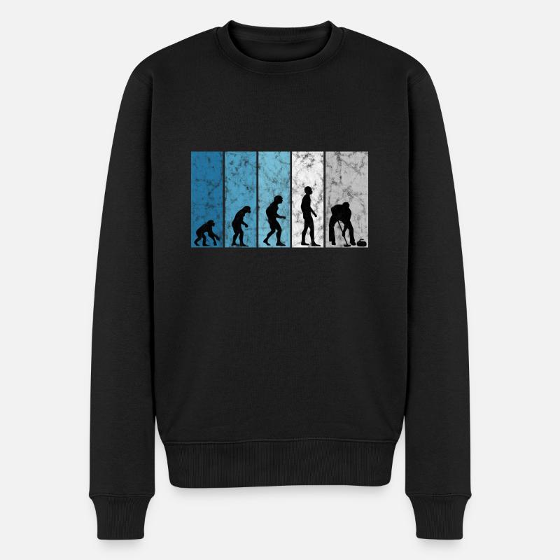 Eis Curling Curler Eisstockschießen Evolution - Männer Premium Bio Pullover - Schwarz