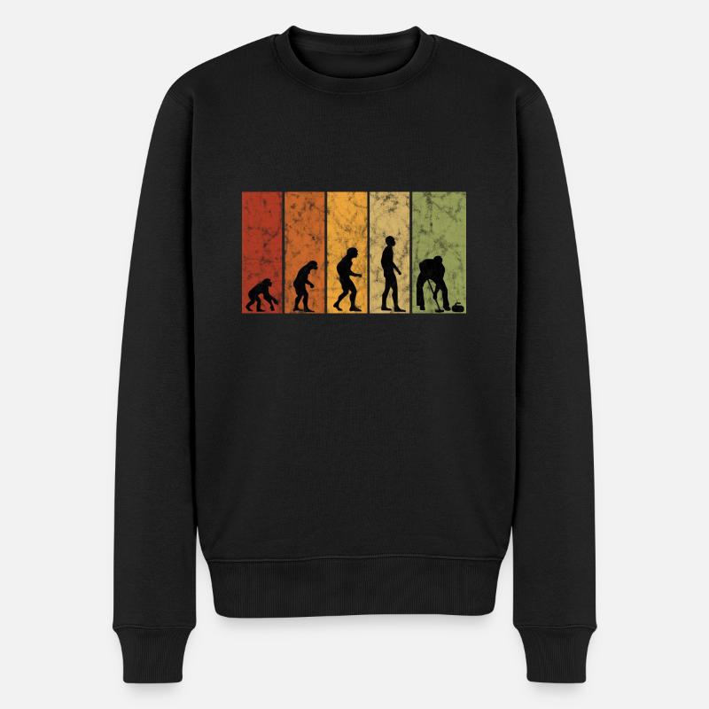 Eis Curling Curler Eisstockschießen Evolution - Männer Premium Bio Pullover - Schwarz