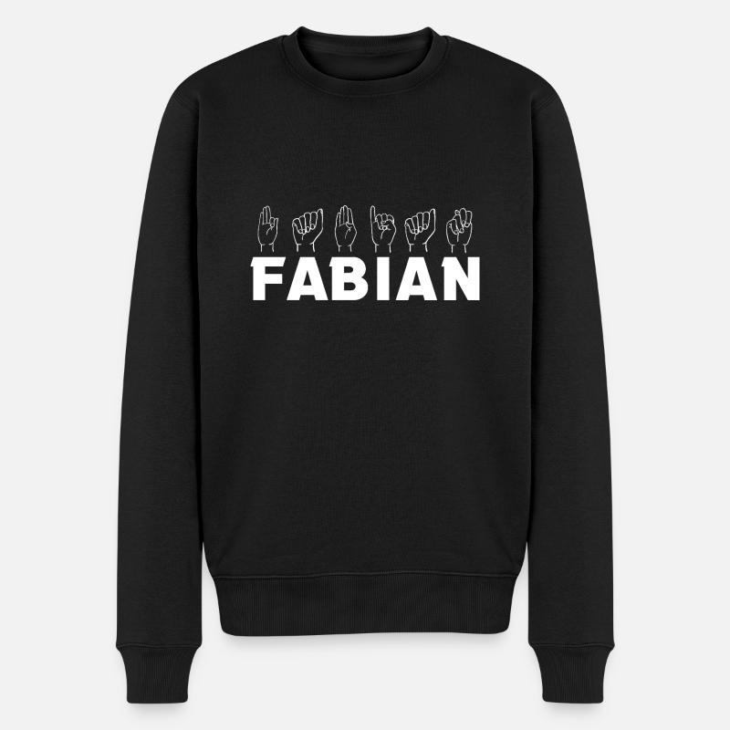 Gebärdensprache Fabian - Männer Premium Bio Pullover - Schwarz
