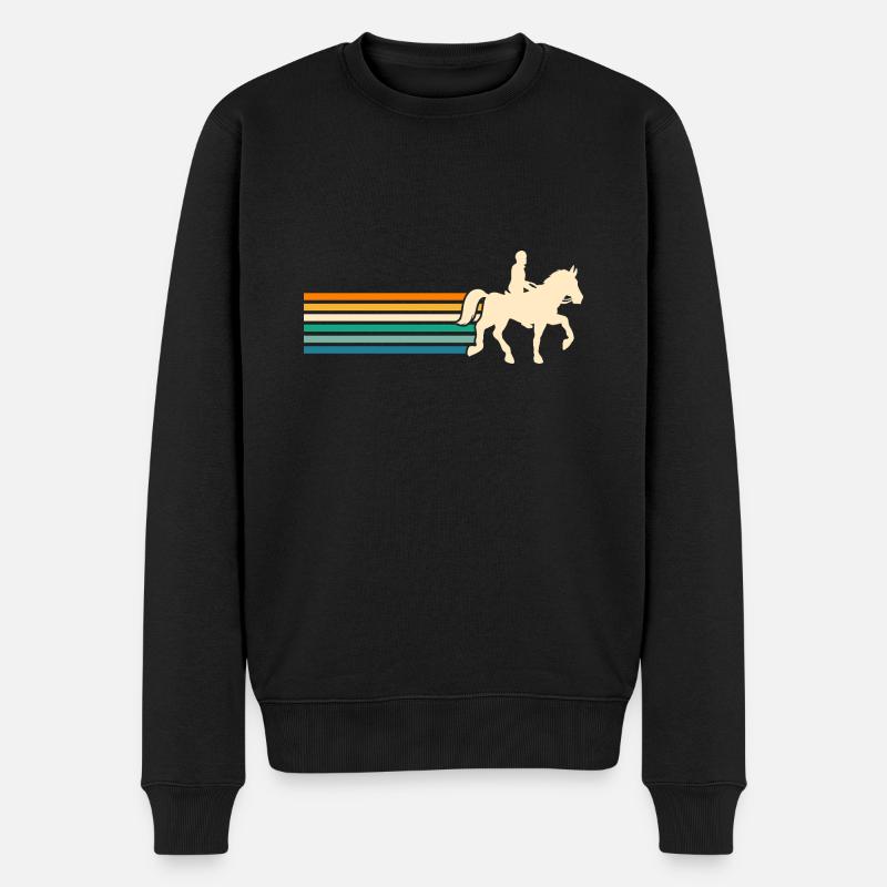 Reiten Pferde - Männer Premium Bio Pullover - Schwarz