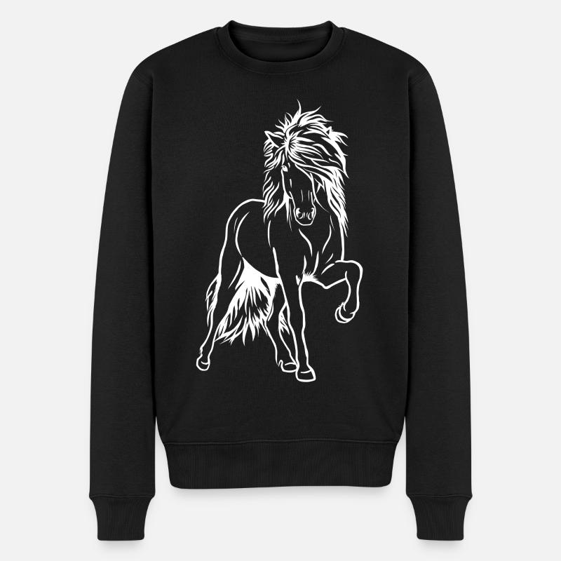 Island Hengst weiß - Männer Premium Bio Pullover - Schwarz