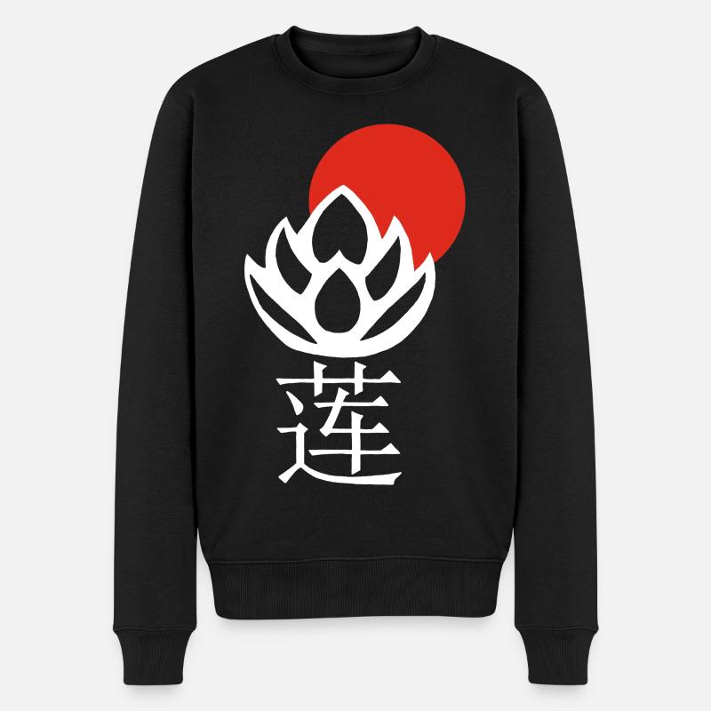 Lotus blanc et soleil rouge - Pull Premium bio Homme - noir