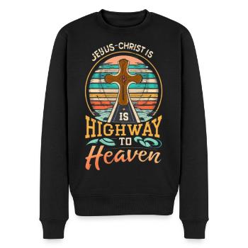 Highway to Heaven Cross - Männer Premium Bio Pullover - Schwarz - Vorne - Nico (187cm)