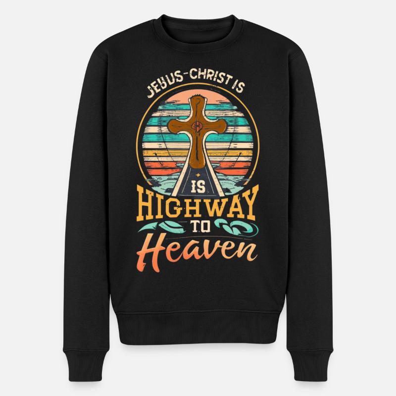 Highway to Heaven Cross - Männer Premium Bio Pullover - Schwarz