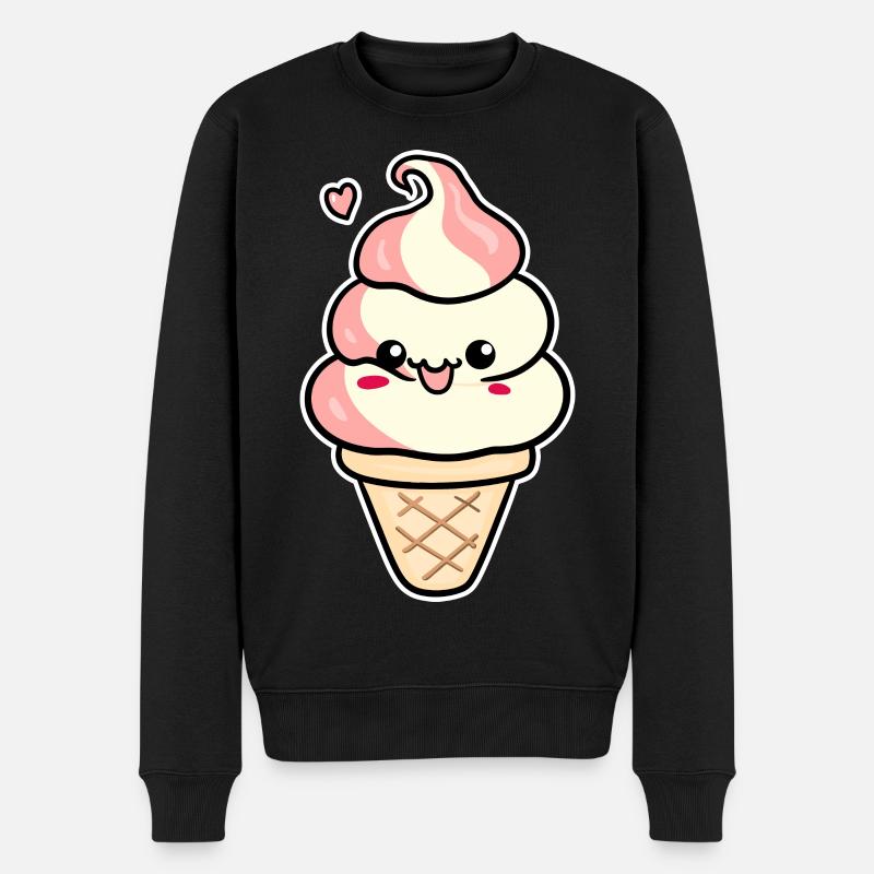 Cartoon Eiscreme - Männer Premium Bio Pullover - Schwarz