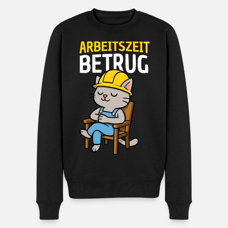 Arbeitszeitbetrug Katze - Männer Premium Bio Pullover - Schwarz