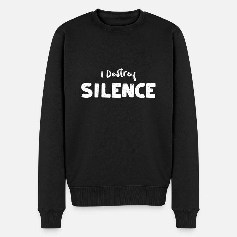 I Destroy Silence - Drums - Männer Premium Bio Pullover - Schwarz
