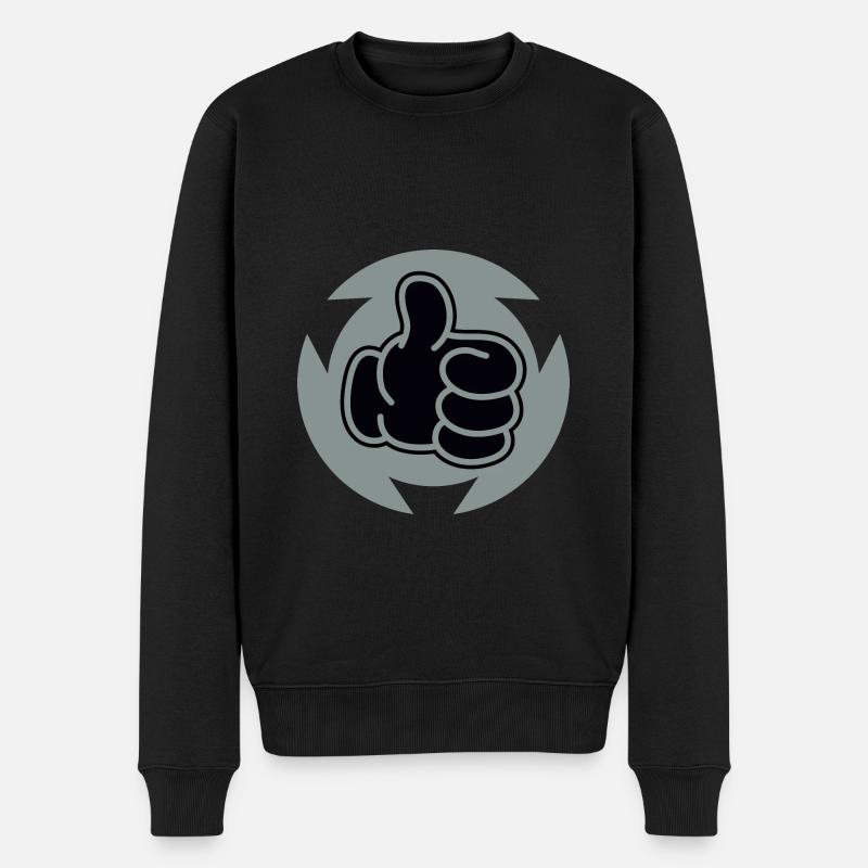 Daumen Hoch - Männer Premium Bio Pullover - Schwarz