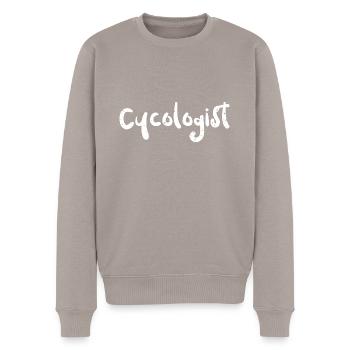 Cycologist - Bicycle - Männer Premium Bio Pullover - Taupe - Vorne - Nico (187cm)