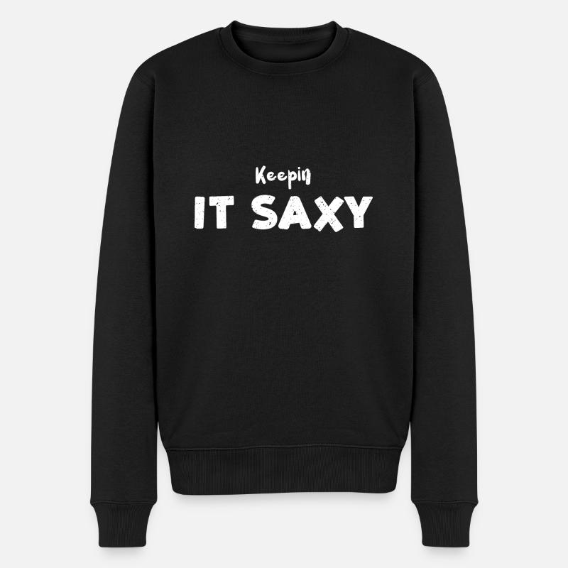 Keepin It Saxy - Music - Männer Premium Bio Pullover - Schwarz