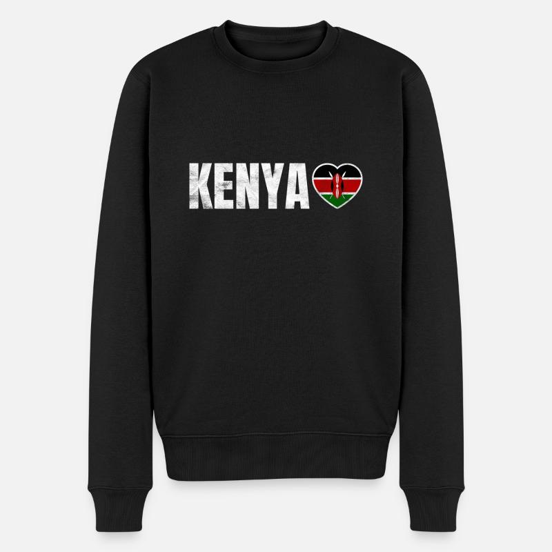 Kenia - Männer Premium Bio Pullover - Schwarz