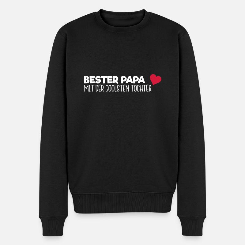 Bester Papa - Tochter - Männer Premium Bio Pullover - Schwarz