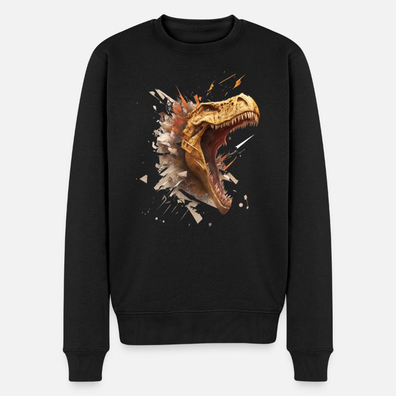 Dino agressif perce un mur. - Pull Premium bio Homme - noir