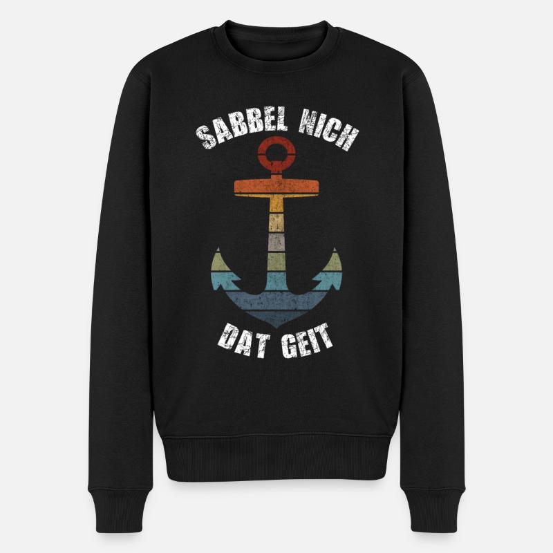 SABBEL NICH DAT GEIT GESCHENK RETRO ANKER - Männer Premium Bio Pullover - Schwarz