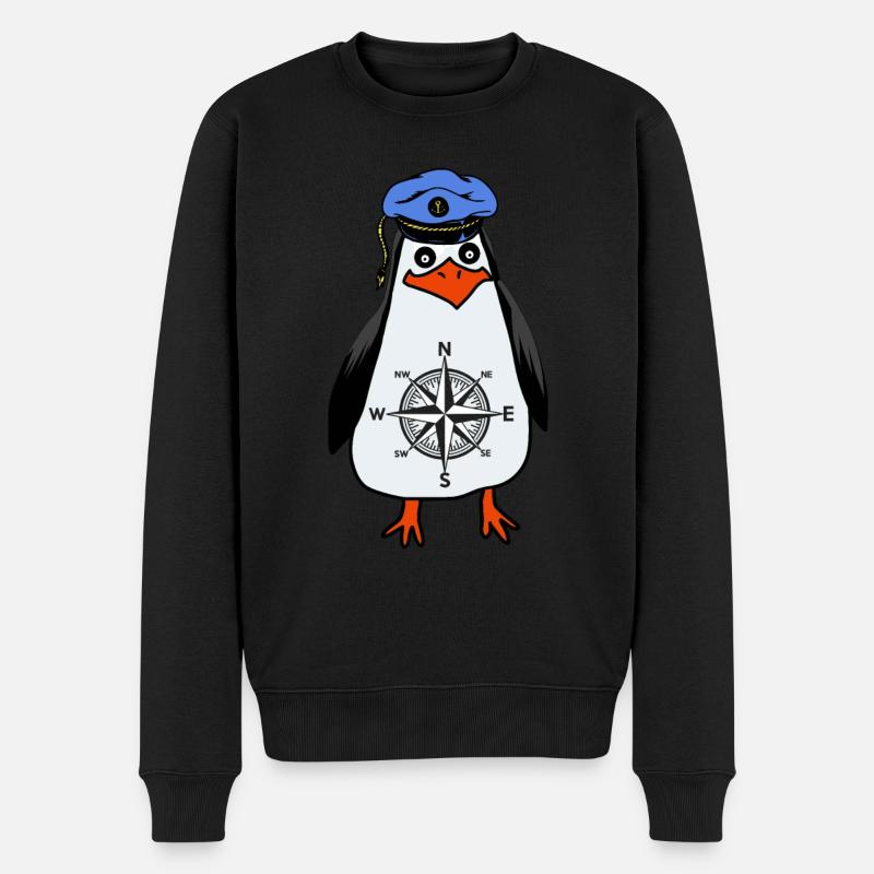 Penguin Maritim Captain Compass Windrose - Men's Premium Organic Jumper - black