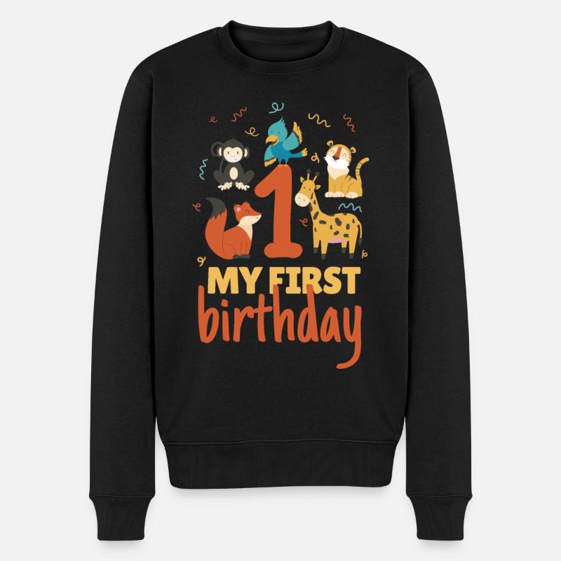 1. Geburtstag Tiere Geschenk Baby 1 Jahre Kinder - Männer Premium Bio Pullover - Schwarz