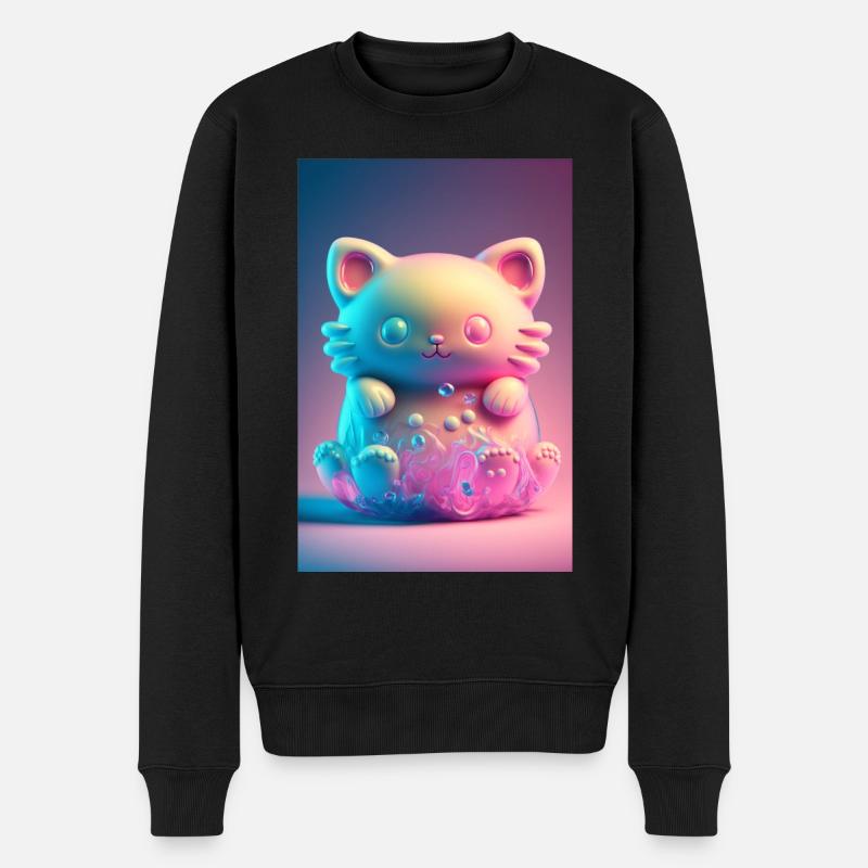 Bunte Katze - Männer Premium Bio Pullover - Schwarz