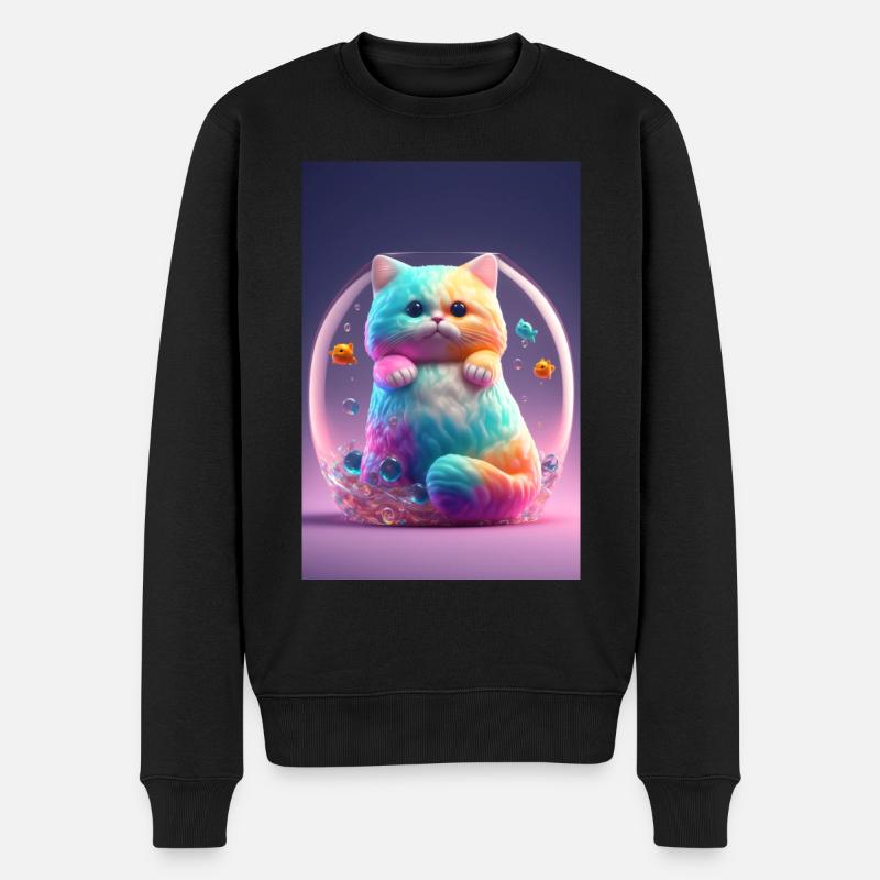 Bunte Katze - Männer Premium Bio Pullover - Schwarz