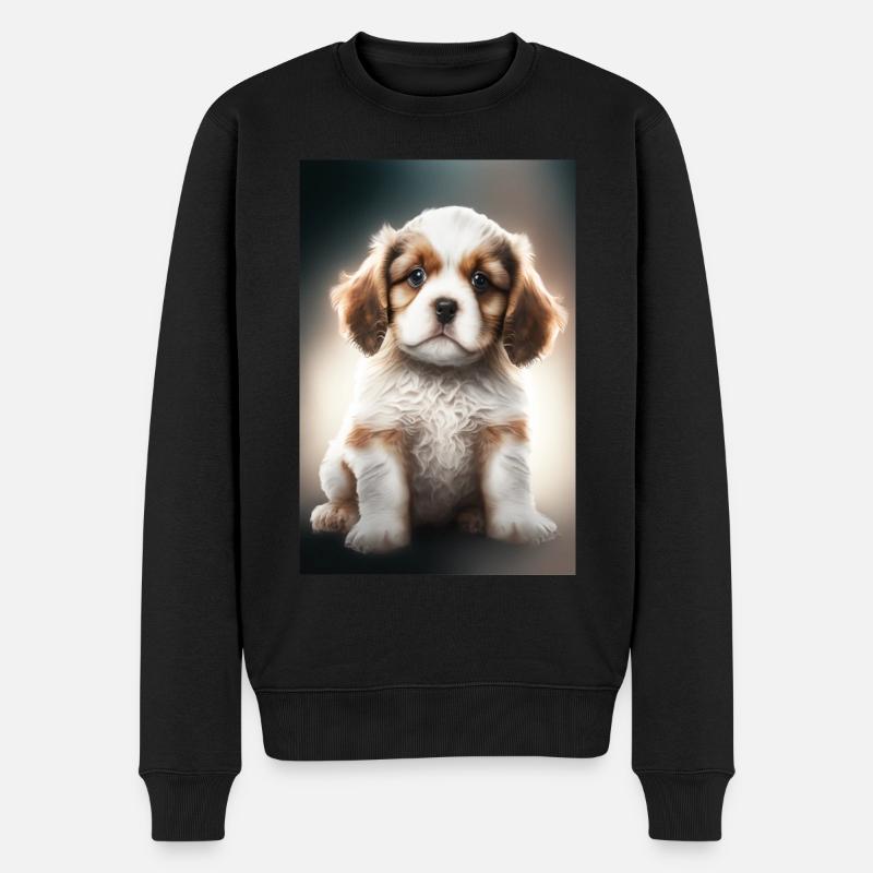 Chiot Cavalier King Charles - Pull Premium bio Homme - noir