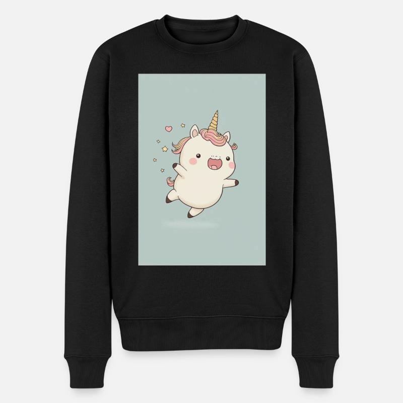 Bébé licorne joyeuse - Pull Premium bio Homme - noir