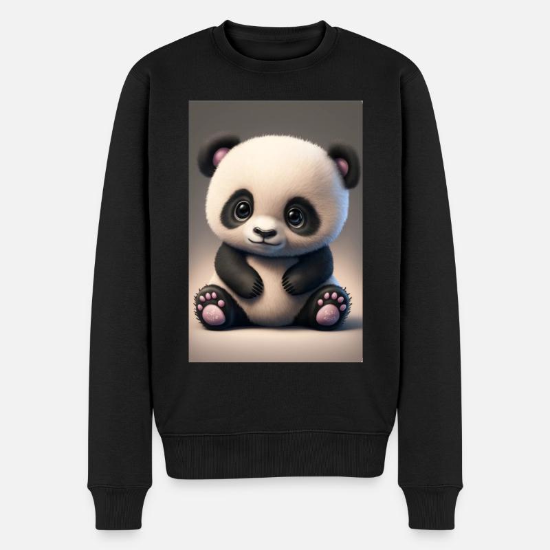 Süßes Baby-Panda - Männer Premium Bio Pullover - Schwarz
