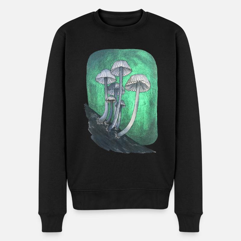 Pilze metallik - Männer Premium Bio Pullover - Schwarz