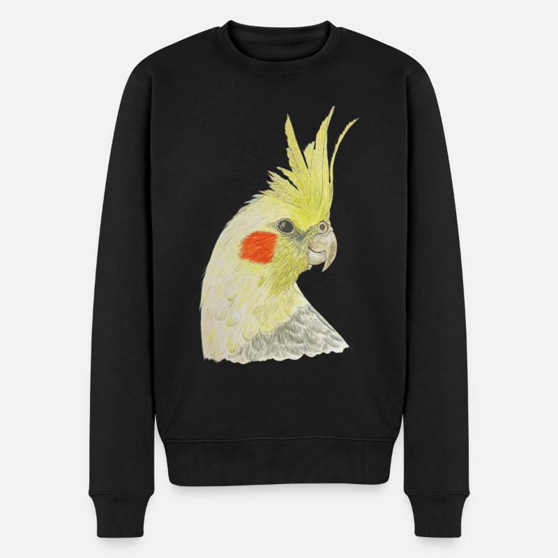 Nymphensittich gelber Kakadu Vogel Ornithologie - Männer Premium Bio Pullover - Schwarz