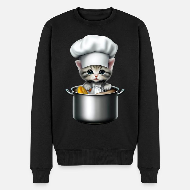 Chefkoch Katze - Männer Premium Bio Pullover - Schwarz