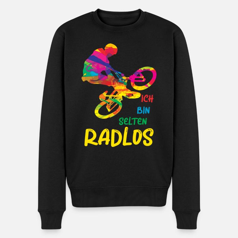 MTB Fahrer Mountainbike Ich Bin Selten Radlos - Männer Premium Bio Pullover - Schwarz