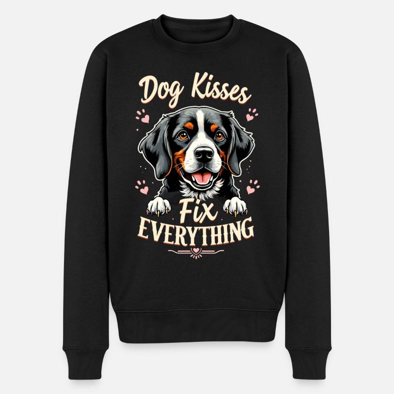 Hundekuss Hund Hundefreund - Männer Premium Bio Pullover - Schwarz
