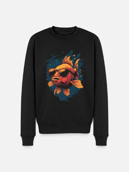 Cooler Fisch für Angler - Männer Premium Bio Pullover - Schwarz