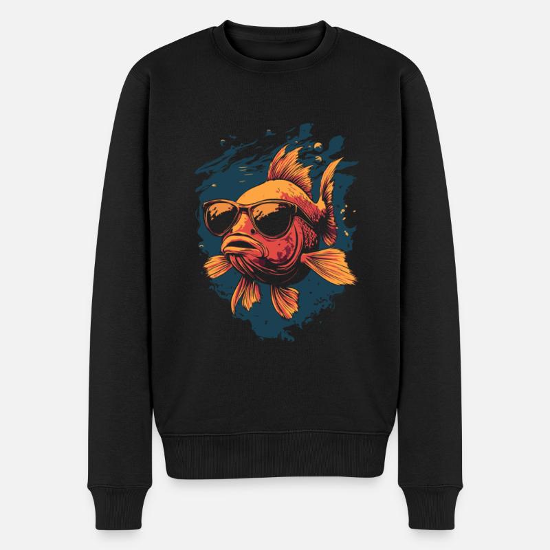 Cooler Fisch für Angler - Männer Premium Bio Pullover - Schwarz