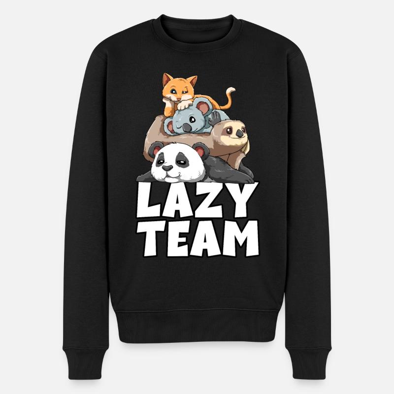 Sloth panda sloth koala cat - Men's Premium Organic Jumper - black