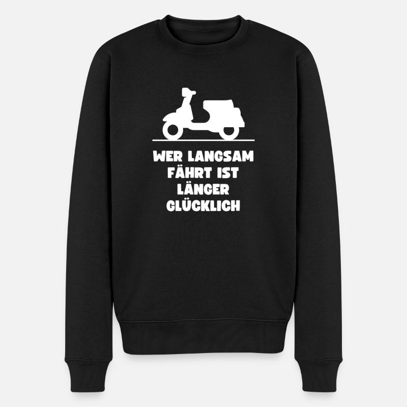 Wer langsam Fährt länger glücklich Stolz Roller - Männer Premium Bio Pullover - Schwarz