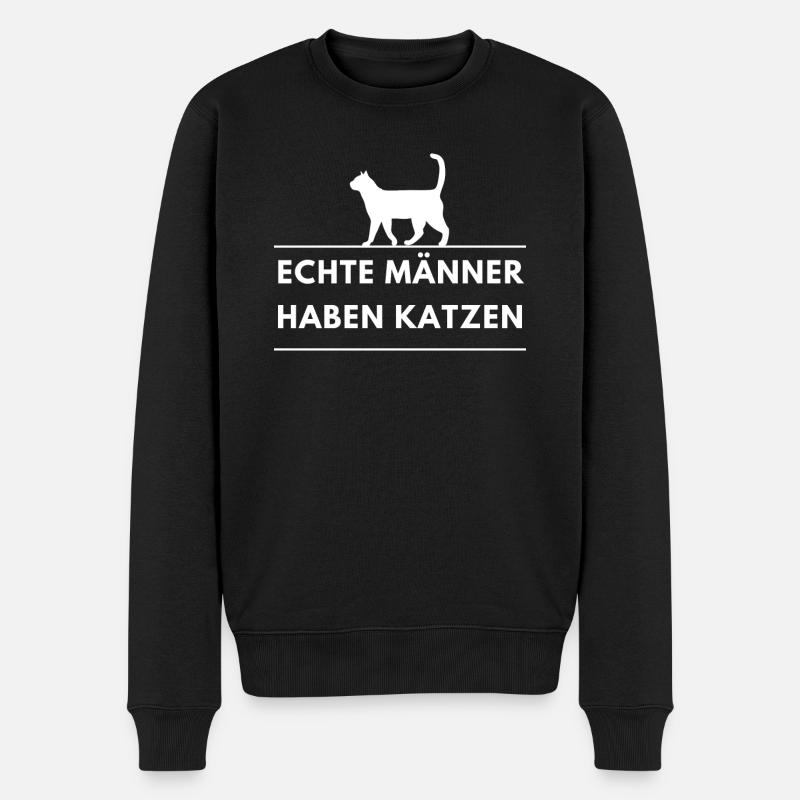 Echte Männer Katzenliebhaber Katzenliebe Katzen - Männer Premium Bio Pullover - Schwarz