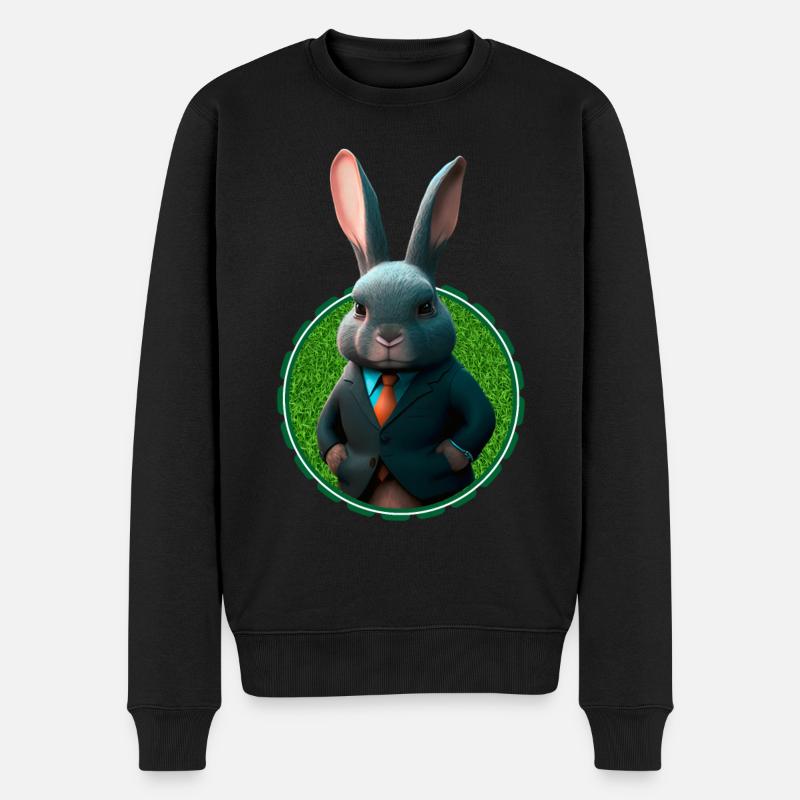 Lapin d’affaires en costume - Pull Premium bio Homme - noir
