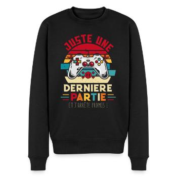 Juste une dernière partie et j'arrête promis - Pull Premium bio Homme - noir - Devant - Nico (187cm)