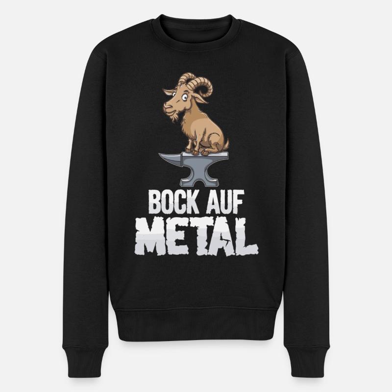 Bock auf Metal - Männer Premium Bio Pullover - Schwarz