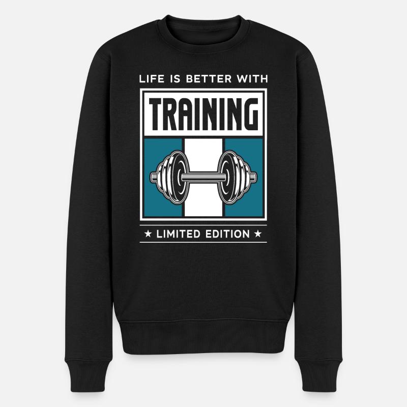 Training - Männer Premium Bio Pullover - Schwarz
