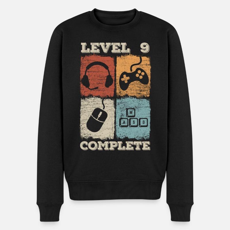 9. Geburtstag Level Complete Gaming - Männer Premium Bio Pullover - Schwarz