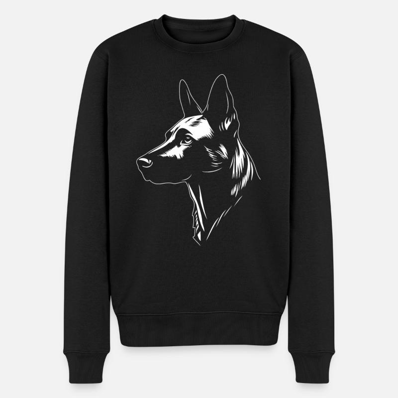 Belgian Malinois Portrait Belgischer Schäferhund - Männer Premium Bio Pullover - Schwarz