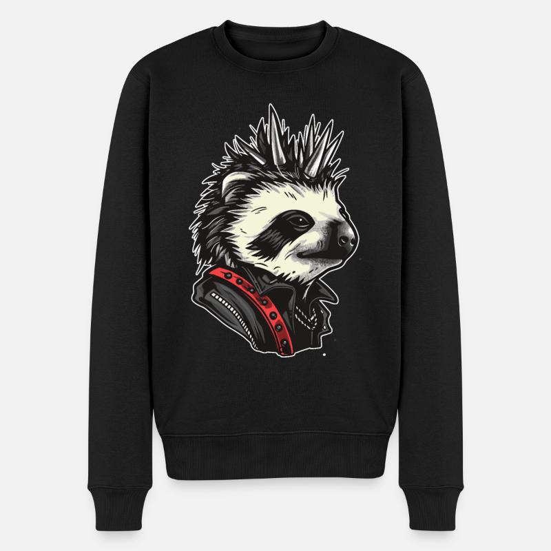 Cooles Punk Faultier - Männer Premium Bio Pullover - Schwarz