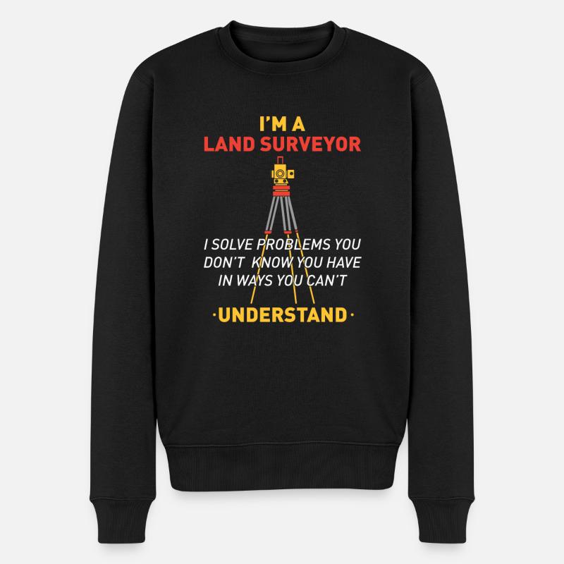 Landvermesser Spruch - Vermessungsingenieur - Männer Premium Bio Pullover - Schwarz