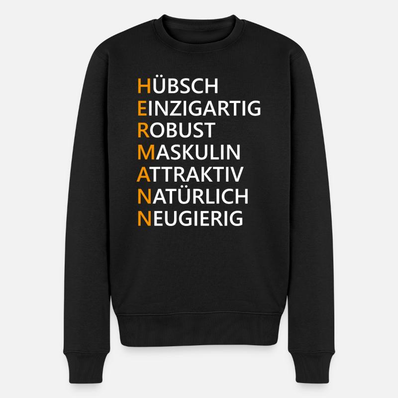 Hermann Name Geschenk - Männer Premium Bio Pullover - Schwarz