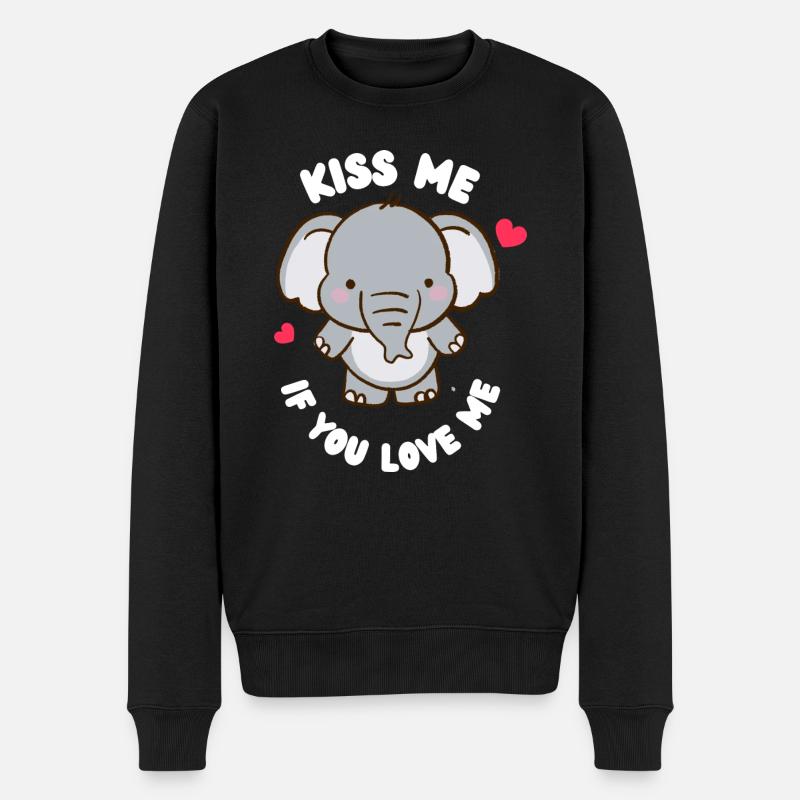 süßes Kinderdesign mit Elefant - Männer Premium Bio Pullover - Schwarz