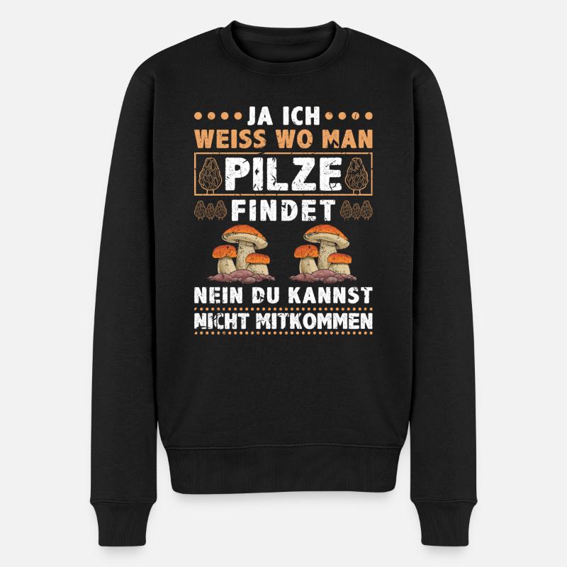 Steinpilz Pilz Sammler Männer Pilze Sammeln - Männer Premium Bio Pullover - Schwarz