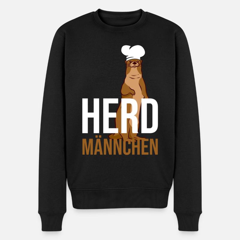 Herdmännchen Koch Kochschürze Hobbykoch Küche - Männer Premium Bio Pullover - Schwarz