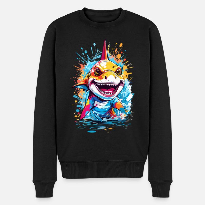 Hai - Männer Premium Bio Pullover - Schwarz