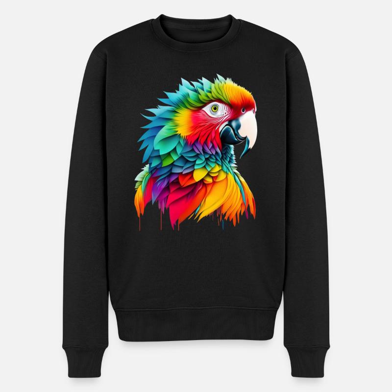 Papagei - Männer Premium Bio Pullover - Schwarz