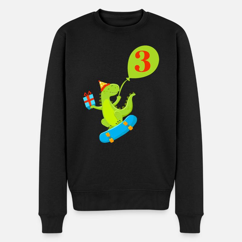 3e anniversaire dinosaure mignon - Pull Premium bio Homme - noir